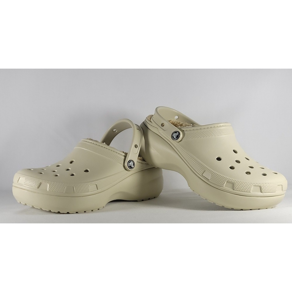 Crocs Classic Lined Platform Women's Clog Bone Color Size 10 New With Tags